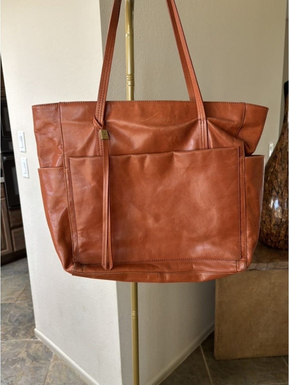Hobo International Sheila Large Cognac Leather Satchel Tote